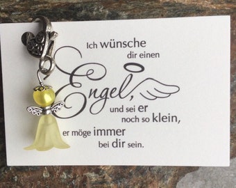 Kleiner gelber Engel / Schutzengel mit Karte  - Gastgeschenk, Mitbringsel, Geschenkidee