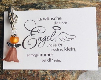 Kleiner brauner Engel / Schutzengel mit Karte  - Gastgeschenk, Mitbringsel, Geschenkidee