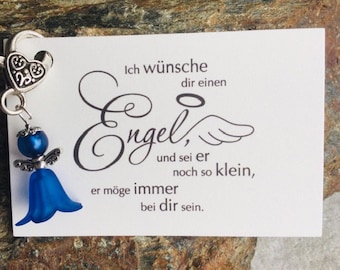 Kleiner dunkelblauer Engel / Schutzengel mit Karte  - Gastgeschenk, Mitbringsel, Geschenkidee