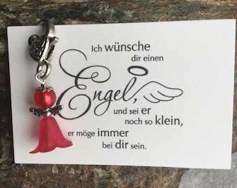 Kleiner roter Engel / Schutzengel mit Karte  - Gastgeschenk, Mitbringsel, Geschenkidee