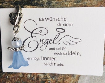 Kleiner hellblauer Engel / Schutzengel mit Karte  - Gastgeschenk, Mitbringsel, Geschenkidee