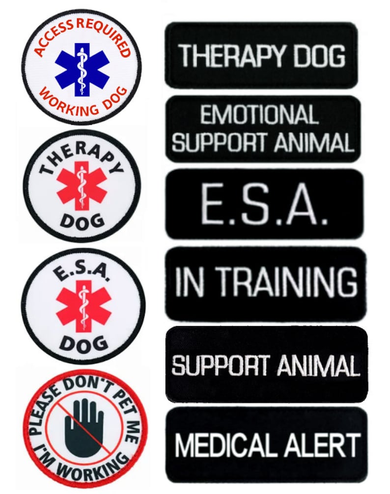 Dog Harness Vest Patches: Therapy Dog E.S.A Support Animal Medical Alert Working Dog Access Required Hook and LoopALL ACCESS CANINE image 1