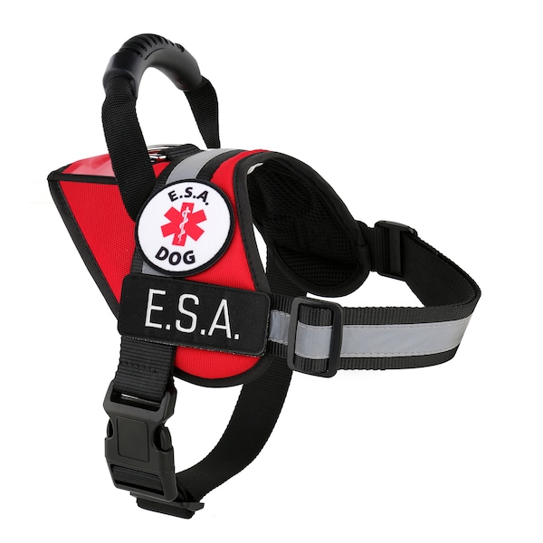 Emotional Support Animal E.S.A. Dog Harness | Reflective Vest with Pocket and Pull-Handle +10 Free ADa Law Cards: ALL ACCESS CANINE