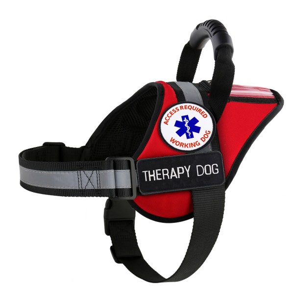 Therapy Dog Harness | Reflective Vest with Handle and I.D. Pocket | Working Dog Patches Included + 10 Free A.D.A. Cards: ALL ACCESS CANINE