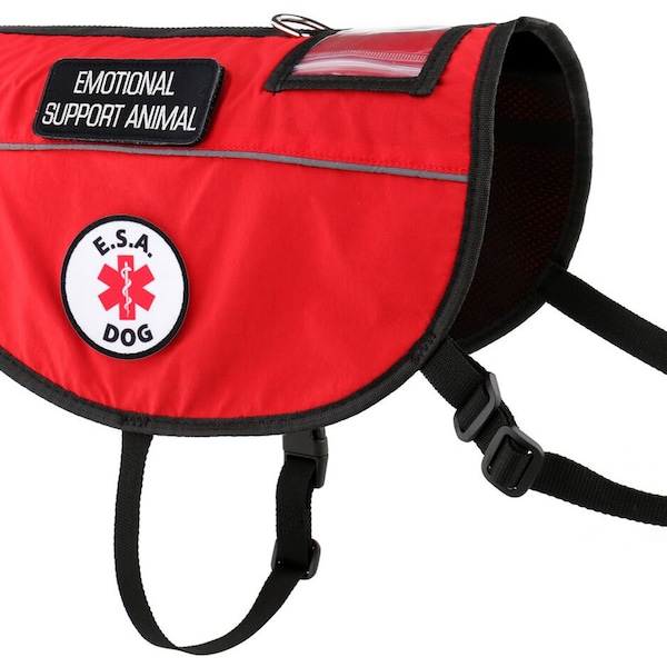 Emotional Support Animal Harness E.S.A. Vest | Assistance Animal ESa Dog Cape Vest with I.D. Pocket +10 Free A.D.A. Cards: ALL ACCESS CANINE