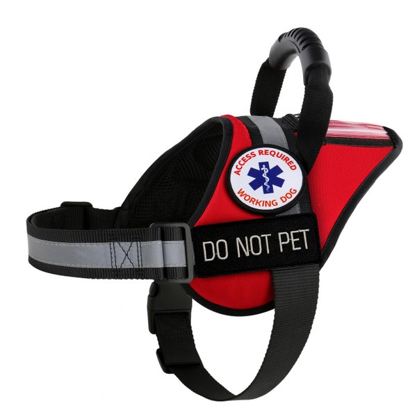 Do Not Pet Dog Harness | Reflective Vest with Handle and I.D. Pocket | Working Dog Patches Included +10 Free A.D.A. Cards: ALL ACCESS CANINE