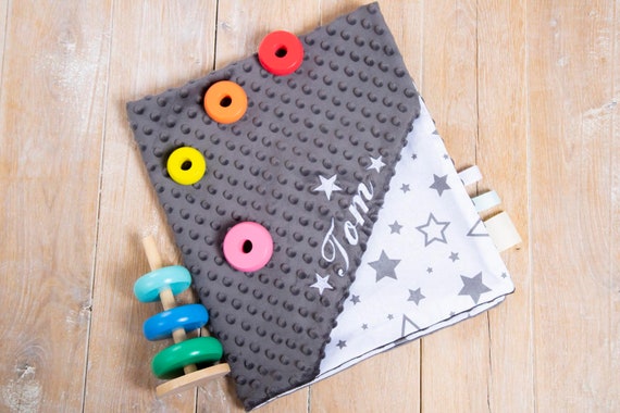 Personalizado Bebé Manta TAGGY Manta Edredón Niño Niña etiqueta del regalo Gris Suave