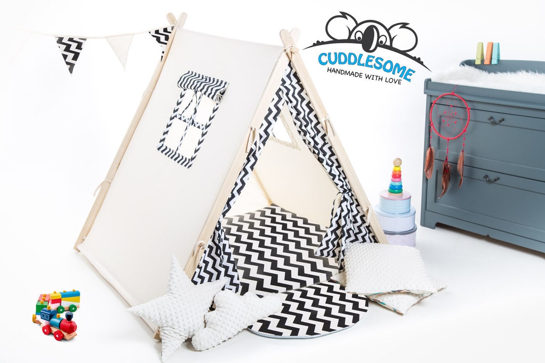 Zigzag Teepee Tent for Children by Cuddlesome, Kids Tipi, Montessori
