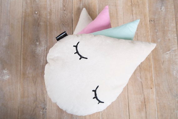 Nursery decor sleepy raindrop decorative cushion by Cuddlesome