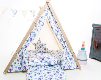 Cotton Balloons teepee tent for children by Cuddlesome, tipi for kids, Montessori bed