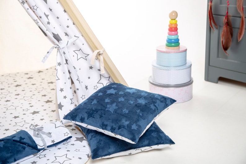 Grey stars teepee tent for children by Cuddlesome