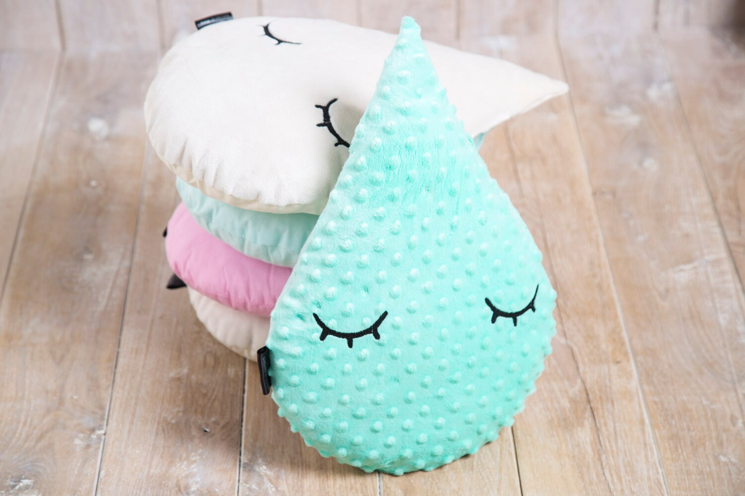 Nursery decor sleepy raindrop decorative cushion by Cuddlesome