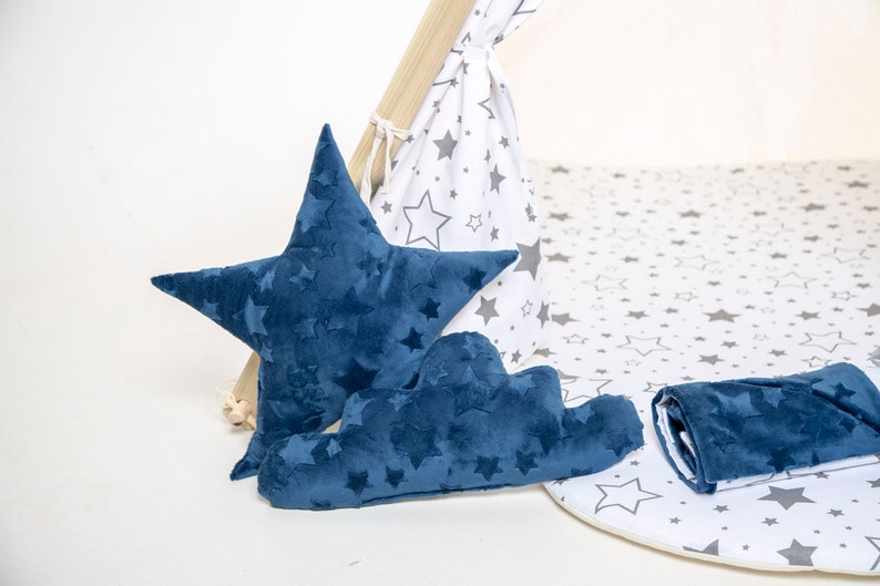 Grey stars teepee tent for children by Cuddlesome