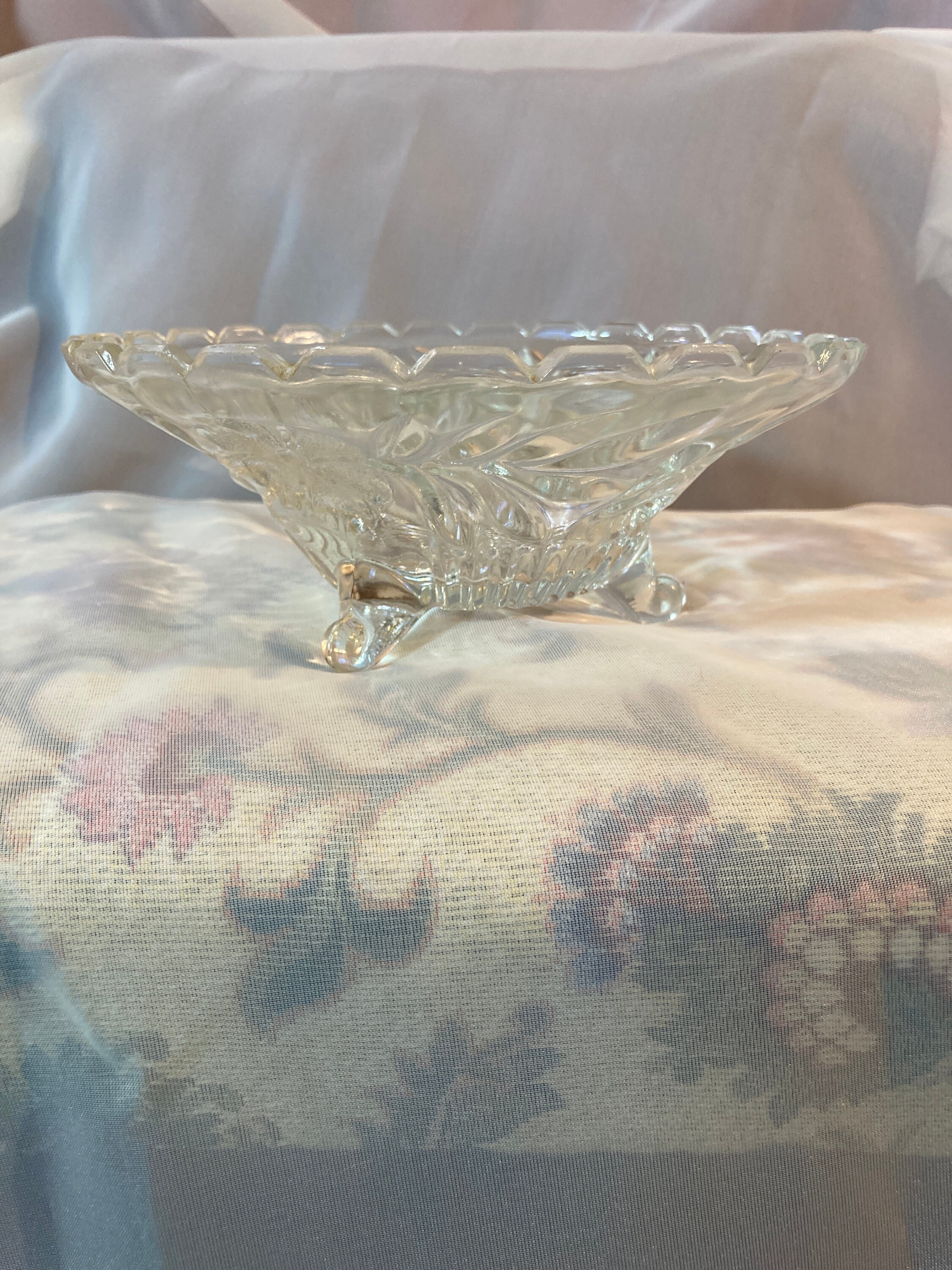 Vintage Pressed Glass Candy Dish Etsy