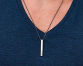 Personalized Mens Necklace - Vertical Bar Necklace - Silver Necklace - Customized Name Necklace For Men - Valentine 39 s Day Gift for him