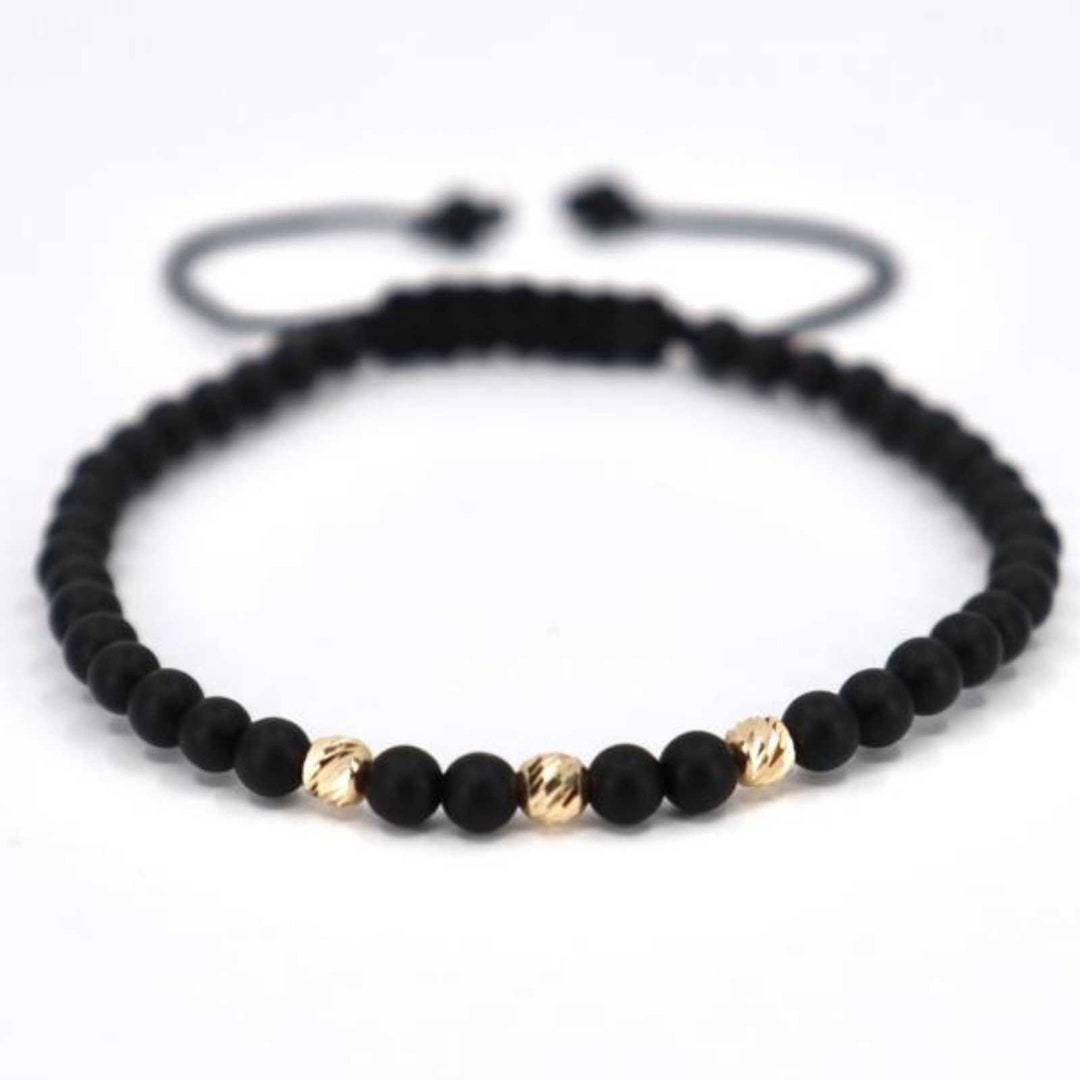 【HYERES LOR】24SS★ BR(W) Ball Black Onyx Bead Bracelet Onyx Beaded Bracelet - Etsy