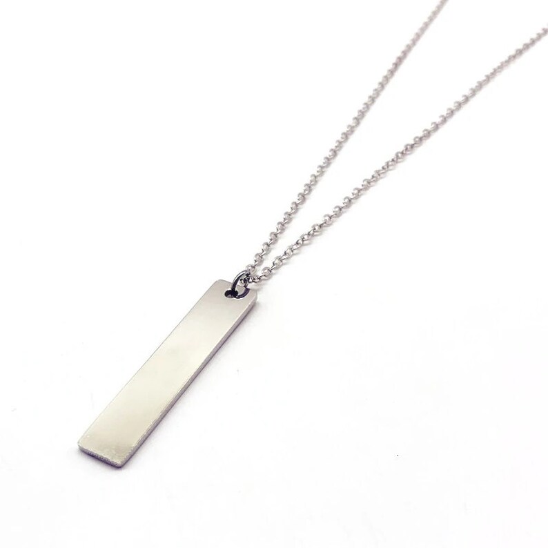 Vertical Bar Necklace Personalized Mens Necklace Silver Etsy UK