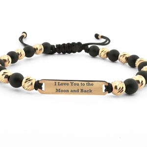 14K Gold Personalized Mens Bracelet, Custom Engraved Bracelet for Men, Special Message Personalized Jewelry for Men, Engraved Bar Bracelet