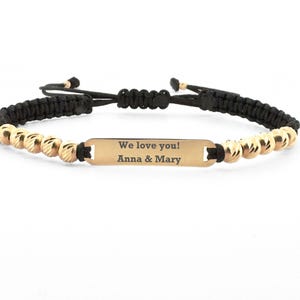 14k Solid Gold Custom Name Engraved Bar Bracelet - Personalized Name Bracelet for Men - Personalized Gift For Him - Valentine&#39;s Gift