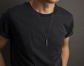 Vertical Bar Necklace Personalized Mens 