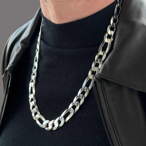 925 Massiv Silber Figaro Kette, Silber Kette Halskette, Halskette für Männer, Tick Kette Halsketten für Männer, Herren Schmuck, perfektes Geschenk für ihn