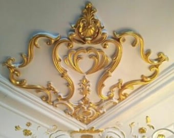 Dreamy stucco corner for the ceiling in white, gold, silver or partial gold