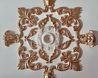 Plaster stucco decoration ceiling mirror - 54 x 54 cm - X5