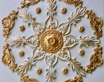 Plaster stucco decoration ceiling mirror - 60 x 60 cm - X17