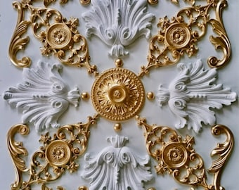 Plaster stucco decoration rosette ceiling mirror - 60 x 60 cm - X20