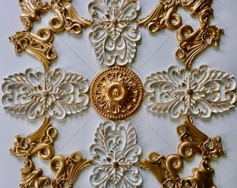 Plaster stucco decoration rosette ceiling mirror - 60 x 60 cm - X21