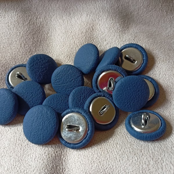 Bouton, boutons, oeillets, bouton d'ameublement, cuir, bleu