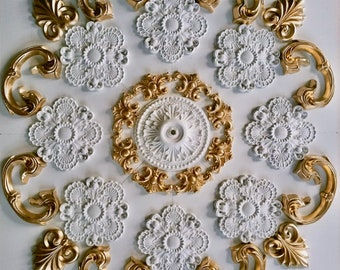 Plaster stucco decoration ceiling mirror - 60 x 60 cm - X14