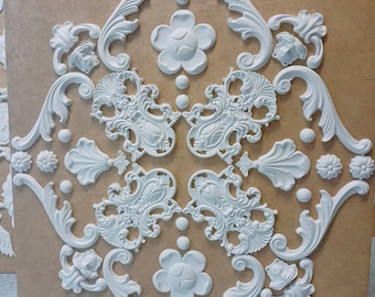 Plaster stucco decoration ceiling mirror - 79 x 58 cm - WD12