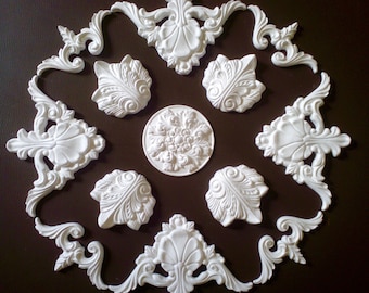 Plaster stucco decoration - No. 22 - ceiling mirror - 46 by 46 cm
