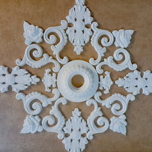 Decoração em estuque de gesso - espelho de teto - 65 x 55 cm - WD7