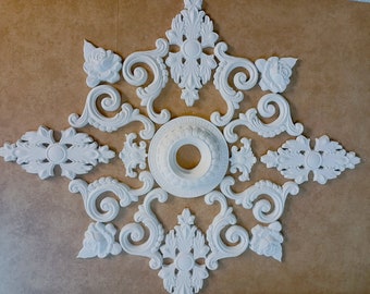 Plaster stucco decoration - ceiling mirror - 65 x 55 cm - WD7