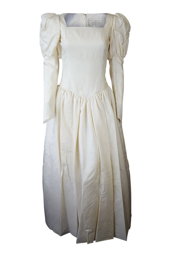 Gina Fratini Vintage Ivory Silk Mutton Sleeve Wedding Dress Etsy