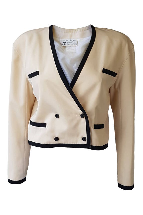 COURREGES Vintage Wool Blend Cream Jacket - Double