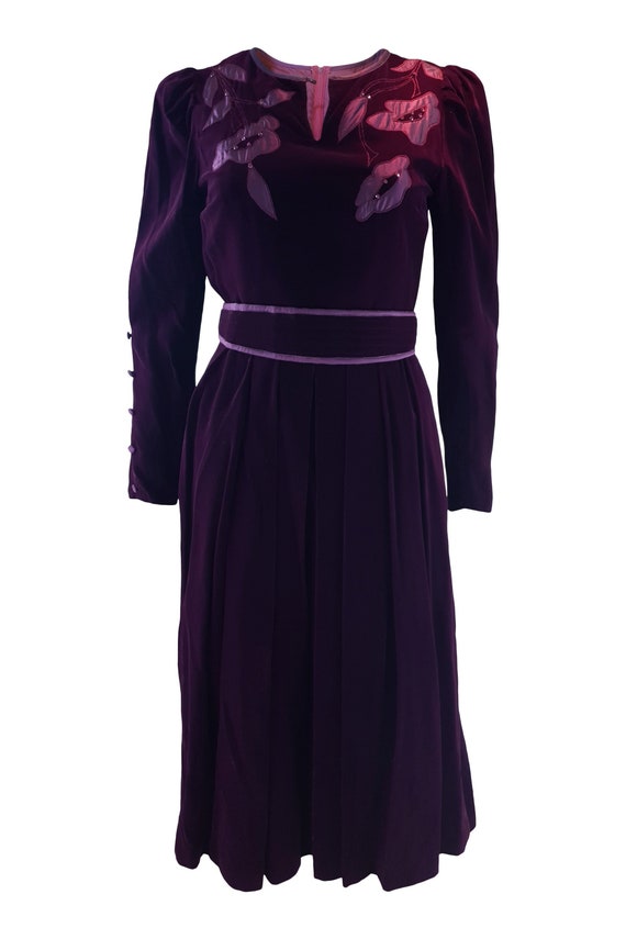 purple velvet midi dress