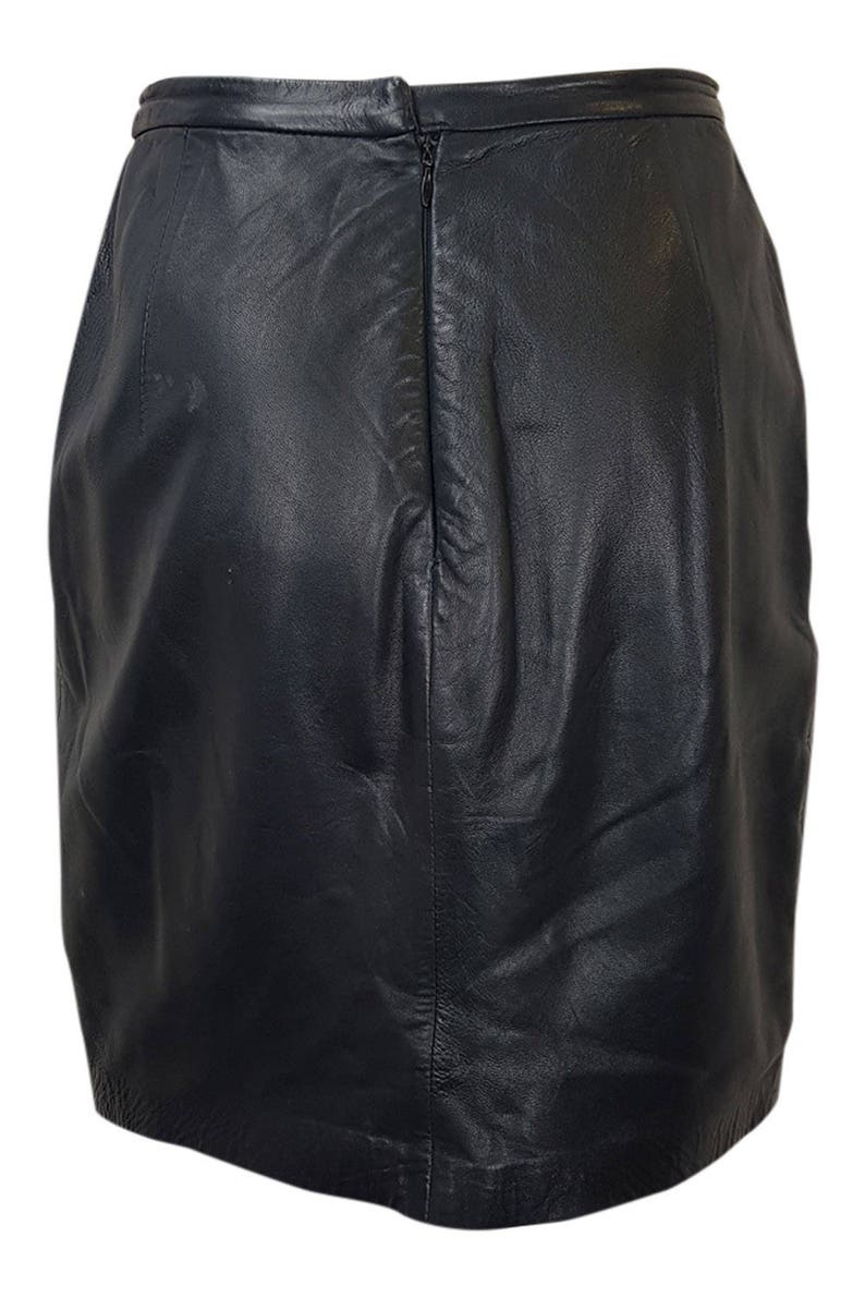 SPITALNICK /& CO Vintage Black Leather Mini Skirt UK 4