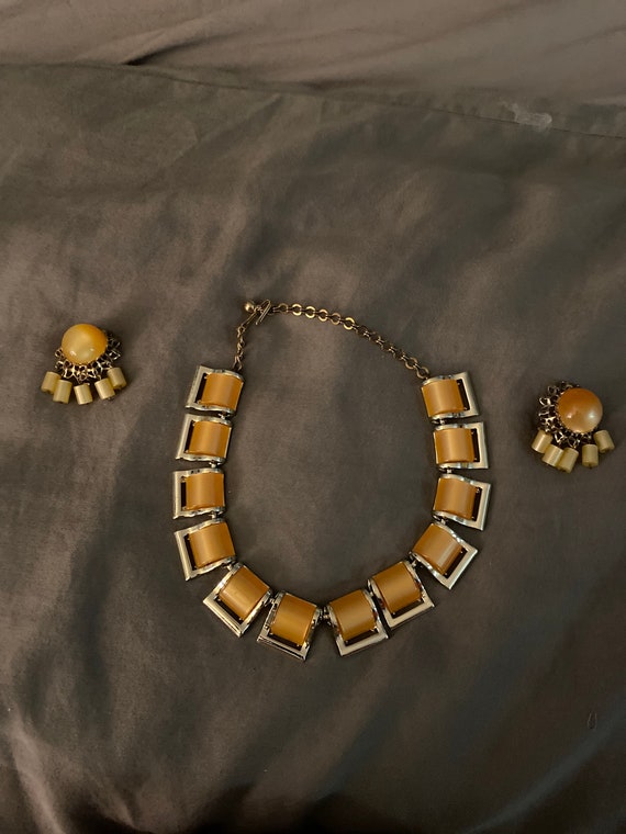 Lucite necklace and clip earings - image 1