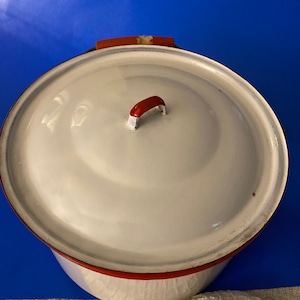 Antique white enamel stock pot