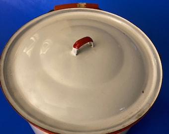 Antique white enamel stock pot