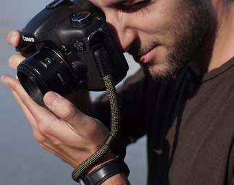 Khaki Green Strap | Rope Camera Strap | Wrist Camera Strap | Hand Camera Strap | Photographer Gift | DSLR, Mirrorless, Film | NEVET designs