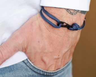 Navy Blue Carabiner Bracelet | Mens Paracord Bracelet | Black Carabiner Climbing Bracelet | Gift for Him | NEVET designs