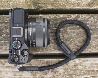 Wrist Camera Strap | Black Camera Strap | Rope Camera Strap | DSLR Film Compact Mirrorless | Photography | Camera Accessories | NEVETdesigns