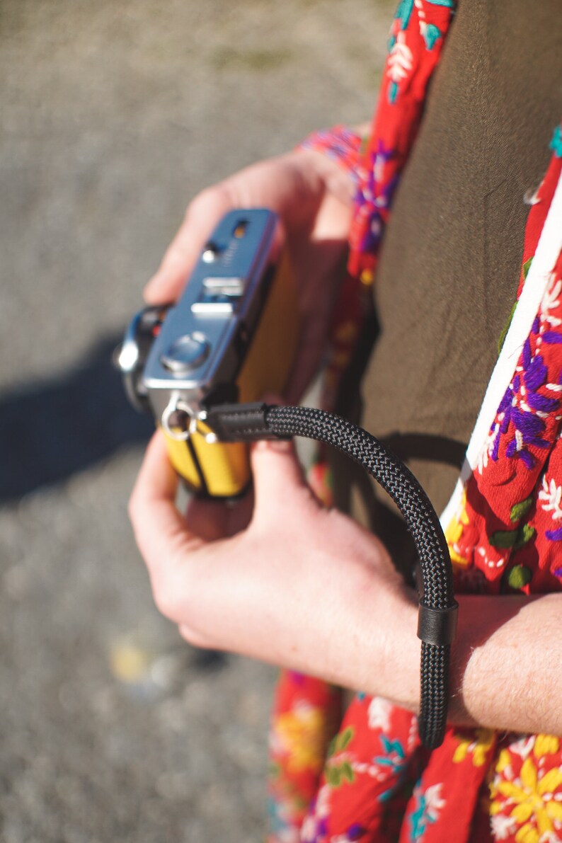 Compact Nikon Fujifilm Black Climbing Rope Camera Strap by NEVETdesigns Sony Mirrorless DSLR Wrist Camera Strap for Film Canon