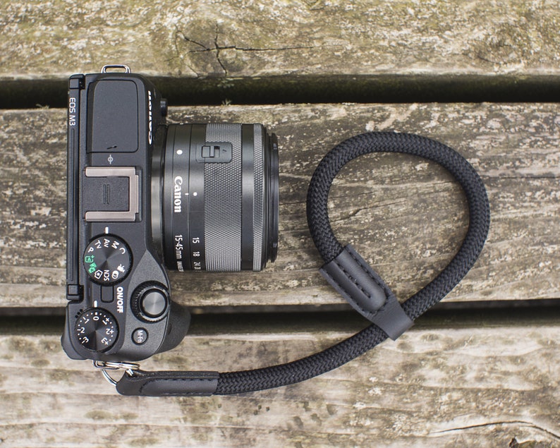 Wrist Camera Strap Black Camera Strap Rope Camera Strap DSLR Film Compact Mirrorless Photography Camera Accessories NEVETdesigns image 1