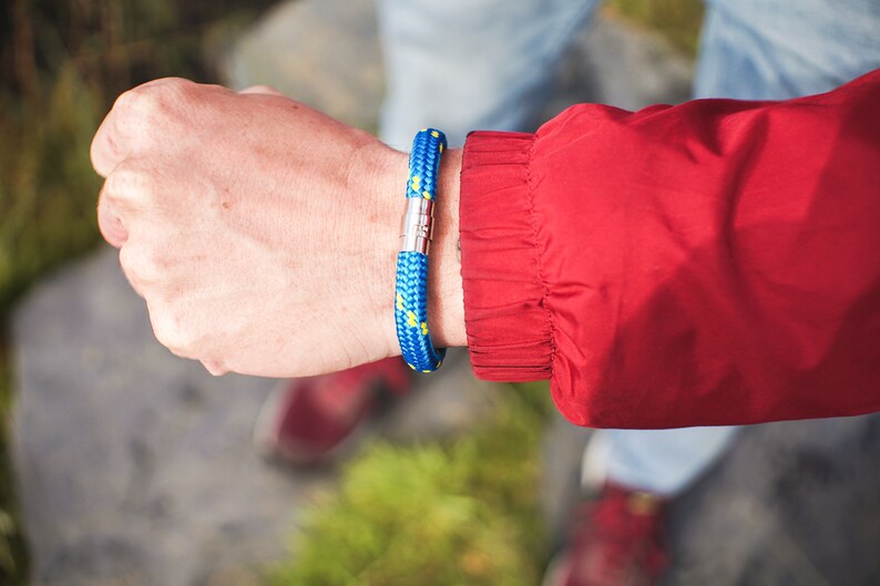 Blue Climbing Rope Bracelet Mens Rope Bracelet Climbing Bracelet Magnetic Bracelet Gift for Climber NEVET designs image 3