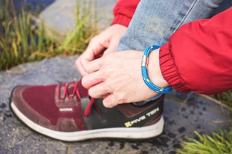 Blue Climbing Rope Bracelet Mens Rope Bracelet Climbing Bracelet Magnetic Bracelet Gift for Climber NEVET designs image 4